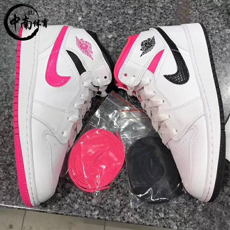 2018 Air Jordan 1 Valentine's Day White Pink Black For Women - Click Image to Close
